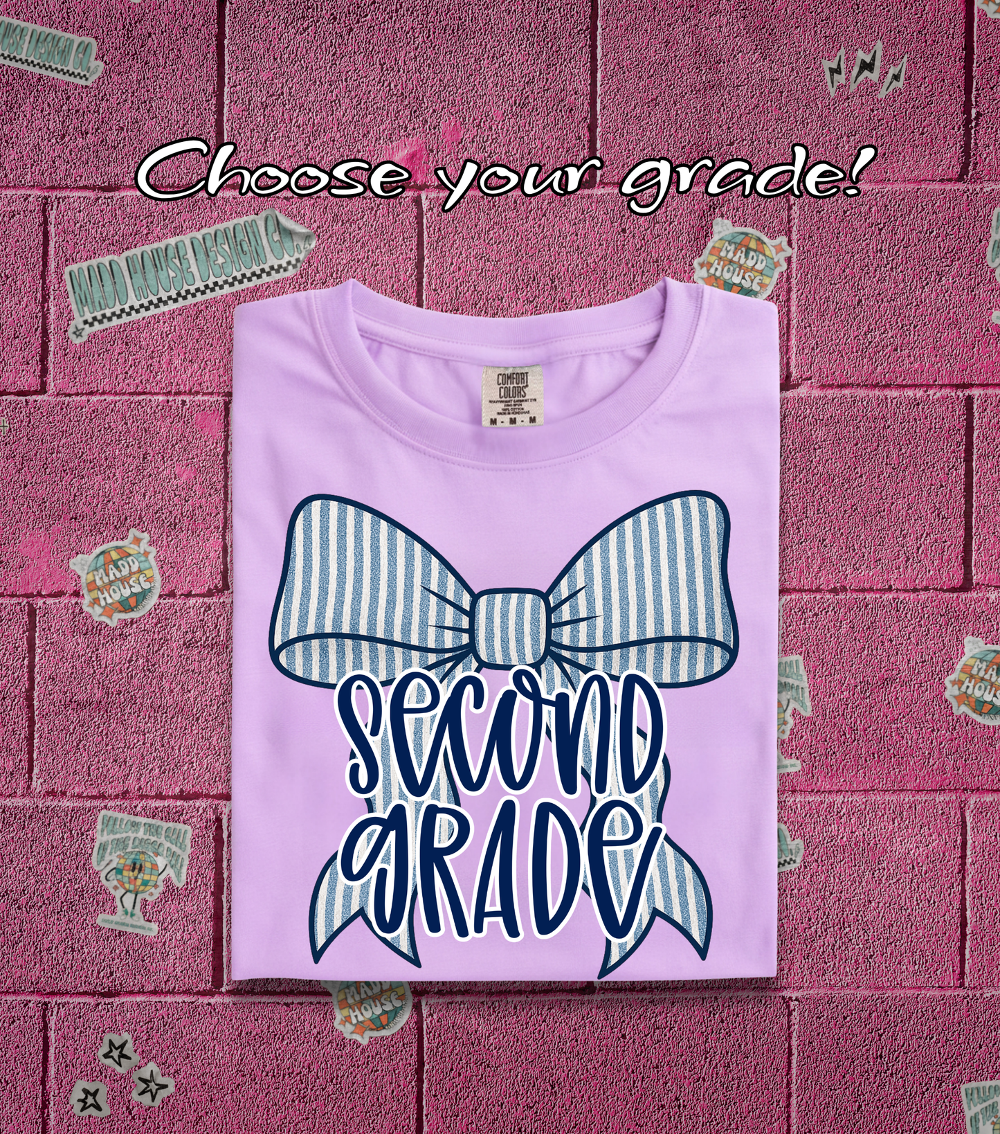 Back to school seersucker bow - customizable