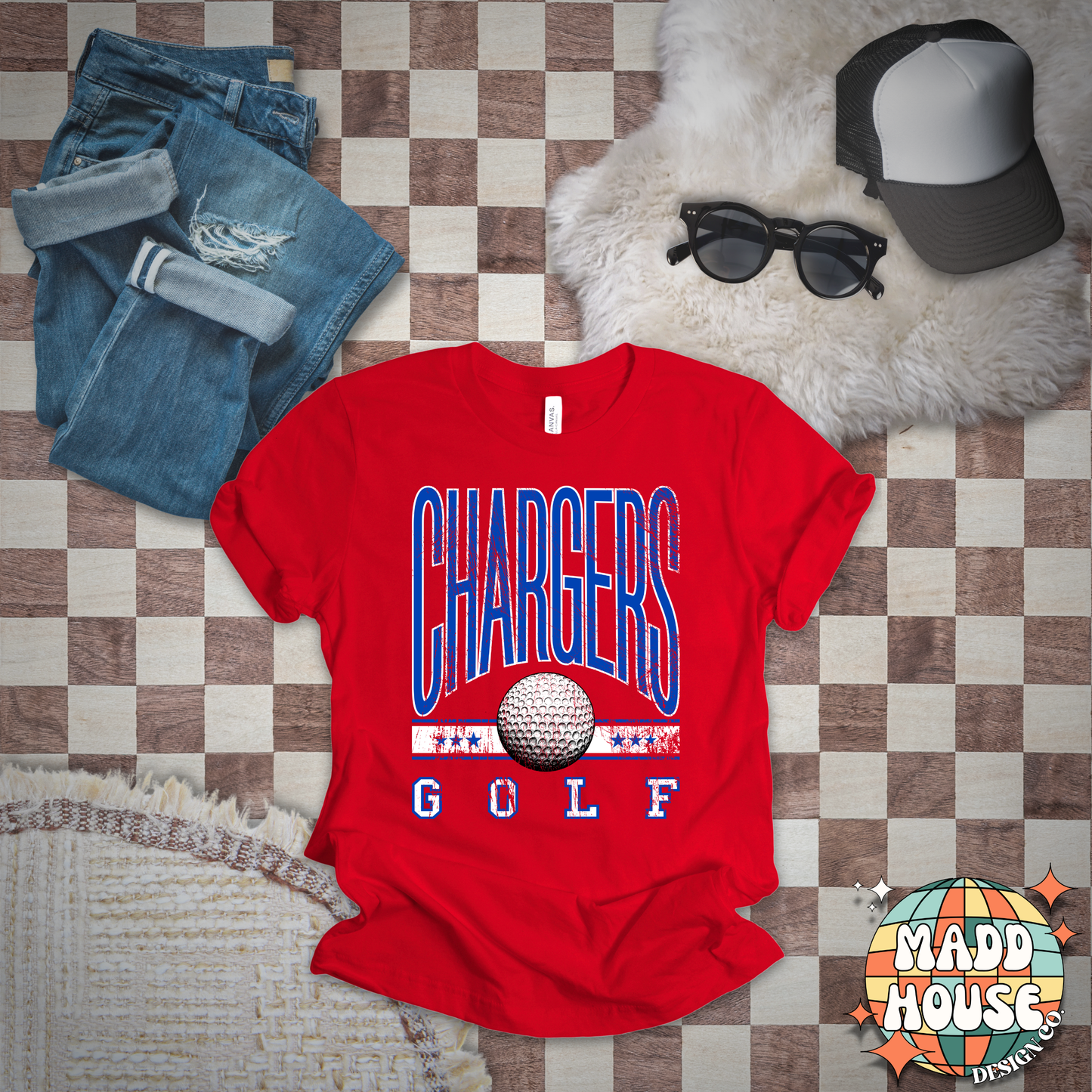 Chargers Golf Distressed